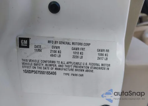 2005 Cadillac Cts Standard z USA, uszkodzony, nr VIN 1G6DP567550165406